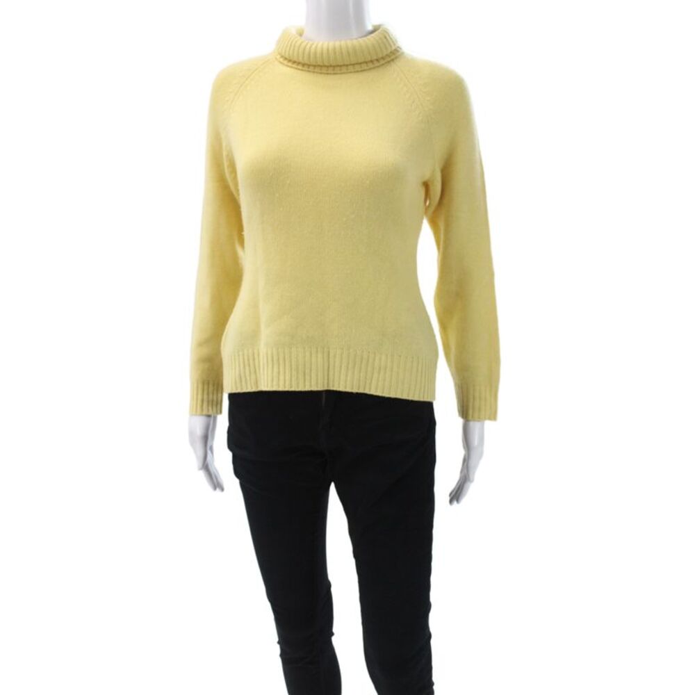 Lulu Bravo Women Cashmere Turtleneck Pullover Sweater Yellow Long Sleeve Size S